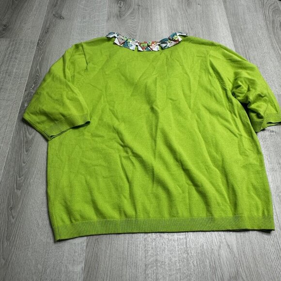 Design Options Philip Jane Gordon Sweater Medium Floral Collar Short Sleeve - Picture 10 of 10